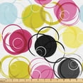 thumbnail image 1 of Ambesonne Geometric Fabric by the Yard Upholstery, Circles Retro Grungy Art, 10 Yards, Earth Yellow Dark Pink, 1 of 5