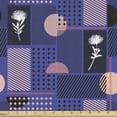 thumbnail image 1 of Ambesonne Geometric Fabric by the Yard Upholstery, Circles Stripes Flowers, 3 Yards, Dark Violet Black Blush, 1 of 5