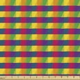 thumbnail image 1 of Ambesonne Geometric Fabric by the Yard Upholstery, Colorful Grid Pattern Art, 3 Yards, Earth Yellow and Petrol Blue, 1 of 5