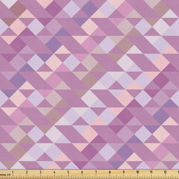 Ambesonne Geometric Fabric by the Yard Upholstery, Contemporary Triangle Art, 2 Yards, Pale Purple Rose Mauve