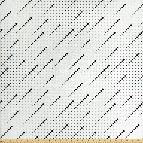 Ambesonne Geometric Fabric by the Yard Upholstery, Futuristic Style Dots, 5 Yards, Ivory and Black
