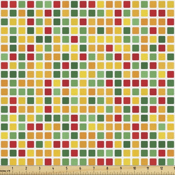 Ambesonne Geometric Fabric by the Yard Upholstery, Gummy Candy-Like, 1 Yard, Multicolor