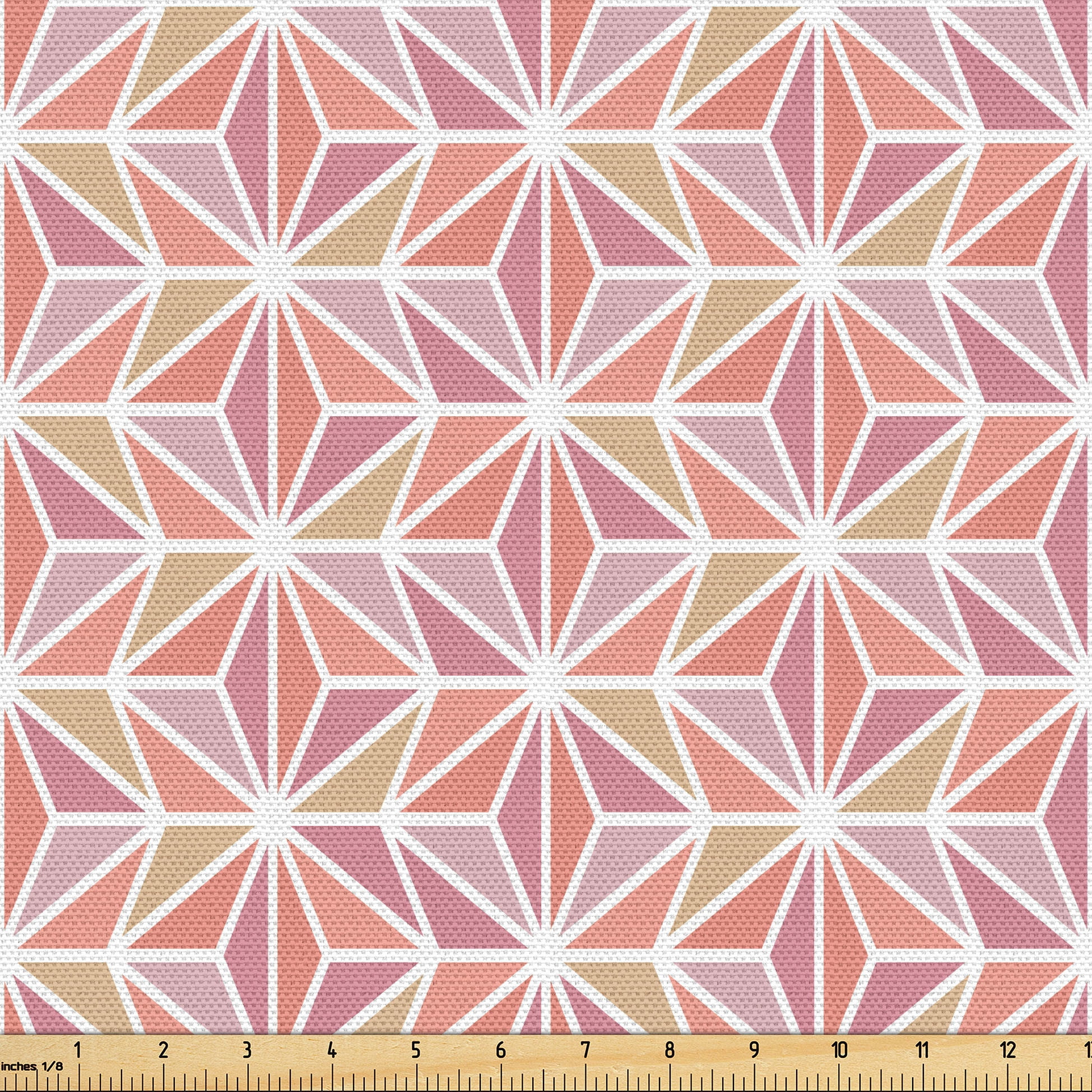 Triangular Rose Patterns Ambesonne Geometric Fabric by the Yard Upholstery, Japanese Triangular ...