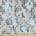 thumbnail image 1 of Ambesonne Geometric Fabric by the Yard Upholstery, Modern Circular Maze, 1 Yard, Pale Blue Charcoal Grey, 1 of 5