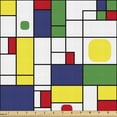 thumbnail image 1 of Ambesonne Geometric Fabric by the Yard Upholstery, Modern Squares Rounds, 1 Yard, White Multicolor, 1 of 5