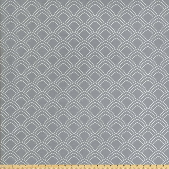 Ambesonne Geometric Fabric by the Yard Upholstery, Oriental Petals, 2 Yards, Grey Beige