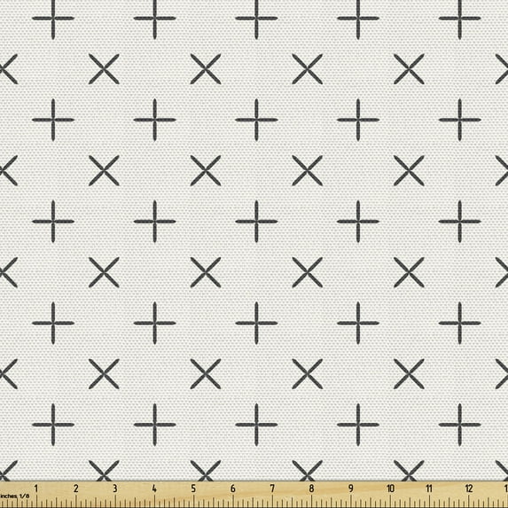 Ambesonne Geometric Fabric by the Yard Upholstery, Pale Floral, 1 Yard, Grey Beige