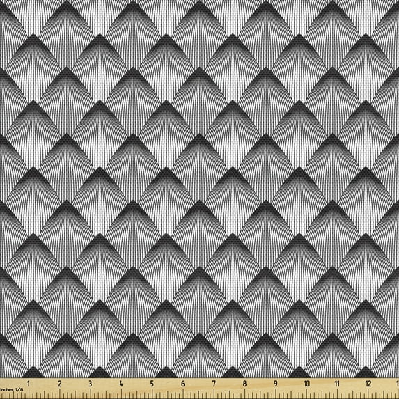 Ambesonne Geometric Fabric by the Yard Upholstery, Repeating Striped Shapes, 5 Yards, Charcoal Grey White