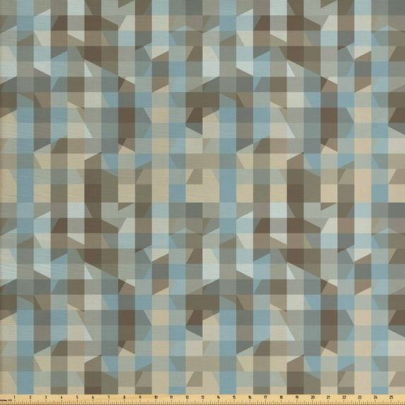 Ambesonne Geometric Fabric by the Yard Upholstery, Soft Vertical Line Design, 5 Yards, Tan Cream Pale Blue