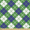 thumbnail image 1 of Ambesonne Geometric Fabric by the Yard Upholstery, Squares in Argyle Pattern, 1 Yard, Green White Violet Blue, 1 of 5