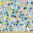 thumbnail image 1 of Ambesonne Geometric Fabric by the Yard Upholstery, Symmetric Triangles Art, 1 Yard, Soft Pink Mustard and Blue, 1 of 1