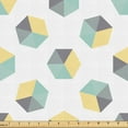 thumbnail image 1 of Ambesonne Geometric Fabric by the Yard Upholstery, Vintage Colorful Cubes, 1 Yard, Pale Peach and Almond Green, 1 of 1