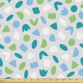 thumbnail image 1 of Ambesonne Geometric Fabric by the Yard Upholstery, Vintage Whimsical Shapes, 5 Yards, Lime Green and Azure Blue, 1 of 1