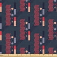 thumbnail image 1 of Ambesonne Geometric Fabric by the Yard Upholstery, Wavy Stripes Rectangles, 1 Yard, Dark Coral and Slate Blue, 1 of 5