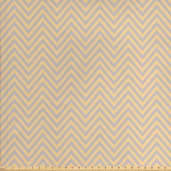Ambesonne Geometric Fabric by the Yard Upholstery, Zig Zag Chevron Retro, 3 Yards, Orange Cadet Blue