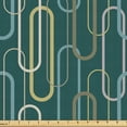 thumbnail image 1 of Ambesonne Geometric Fabric by the Yard Upholstery, Vintage Shapes Line Art, 5 Yards, Dark Teal and Multicolor, 1 of 5