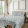 thumbnail image 1 of Ambesonne Geometric Fitted & Flat Sheet with Shams 4 Pcs Set, Circle Pattern Stripes, Calking, Soft Blue and Turquoise, 1 of 1