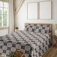 thumbnail image 1 of Ambesonne Geometric Fitted & Flat Sheet with Shams 4 Pcs Set, Modern Square Pattern Art, Queen, Charcoal Grey Pale Grey, 1 of 5