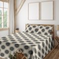 thumbnail image 1 of Ambesonne Geometric Fitted & Flat Sheet with Shams 4 Pcs Set, Simple Art Rounds Stripes, King, Eggshell and Charcoal Grey, 1 of 5