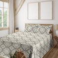 thumbnail image 1 of Ambesonne Geometric Fitted & Flat Sheet with Shams 4 Pcs Set, Squares Pattern Checkered, Queen, Pale Teal Taupe and Eggshell, 1 of 5