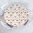 thumbnail image 1 of Ambesonne Geometric Fitted Round Tablecloth, Minimalist Triangles Art, 45"- 56" Diameter, Almond Pastel Brown White, 1 of 5