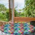 thumbnail image 1 of Ambesonne Geometric Fitted Round Tablecloth, Triangles, 36"- 40" Diameter, Multicolor, 1 of 5
