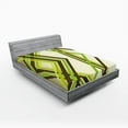 thumbnail image 1 of Ambesonne Geometric Fitted Sheet 2 Pcs Set, Trippy Diamond Shapes, Queen, Lime Green Army Green, 1 of 3