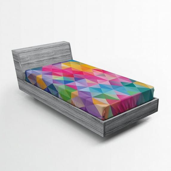Ambesonne Geometric Fitted Sheet, Abstract Blurry Image, Twin XL Size, Multicolor