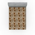 thumbnail image 1 of Ambesonne Geometric Fitted Sheet, Abstract Circles Spirals, Queen Size, Warm Taupe Dark Orange, 1 of 5