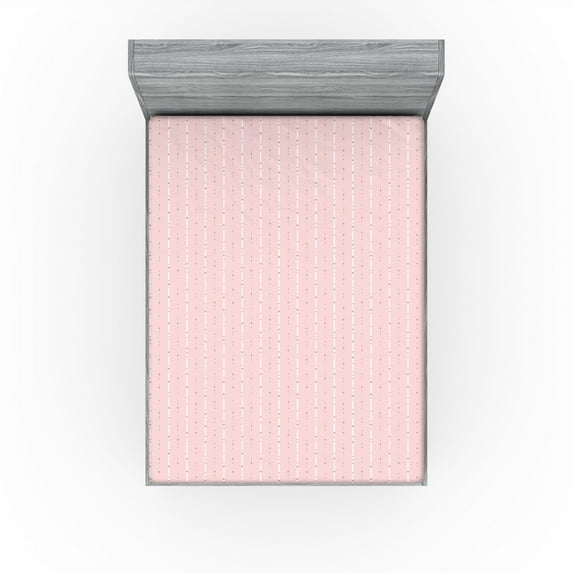 Ambesonne Geometric Fitted Sheet, Abstract Stripes Dots Art, King Size, Pale Pink White and Mauve