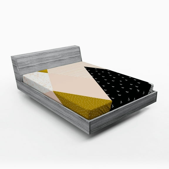 Ambesonne Geometric Fitted Sheet, Abstract Texture Art, Full Size, Multicolor