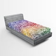 thumbnail image 1 of Ambesonne Geometric Fitted Sheet, Abstract Zebra Skin, Twin Size, Purple Red Yellow, 1 of 3