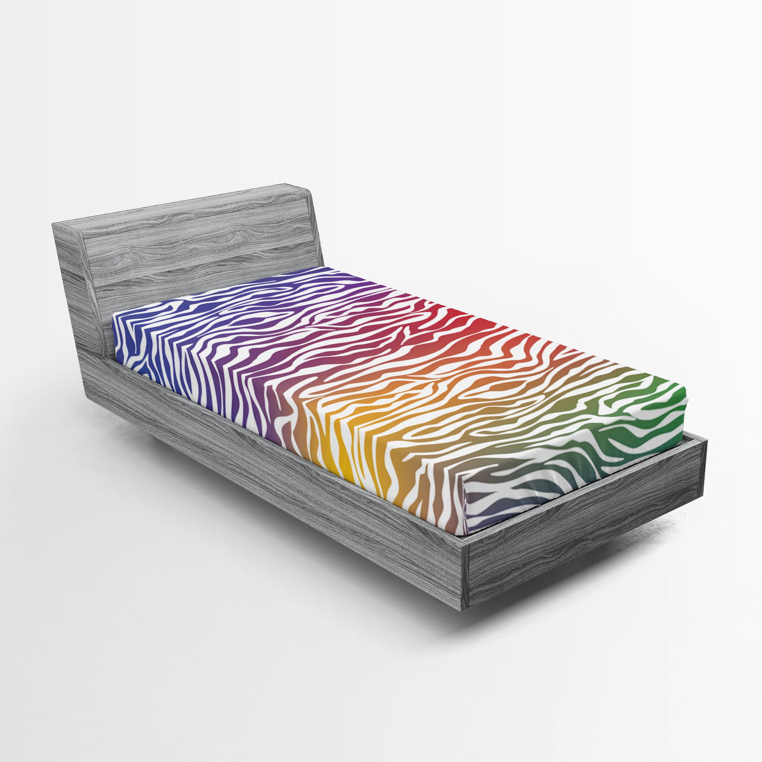 Twin XL Multicolor Microfiber Zebra Print Fitted Sheet