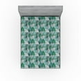 thumbnail image 1 of Ambesonne Geometric Fitted Sheet, Art Tropical Jungle Leafy, Queen Size, Green Cadet Blue Dimgray, 1 of 5