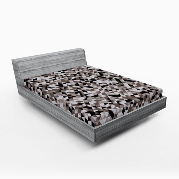 Ambesonne Geometric Fitted Sheet, Blurry Tones of Color, Full Size, Cocoa Black White