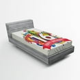 thumbnail image 1 of Ambesonne Geometric Fitted Sheet, Celebration Funky, Twin XL Size, Multicolor, 1 of 2