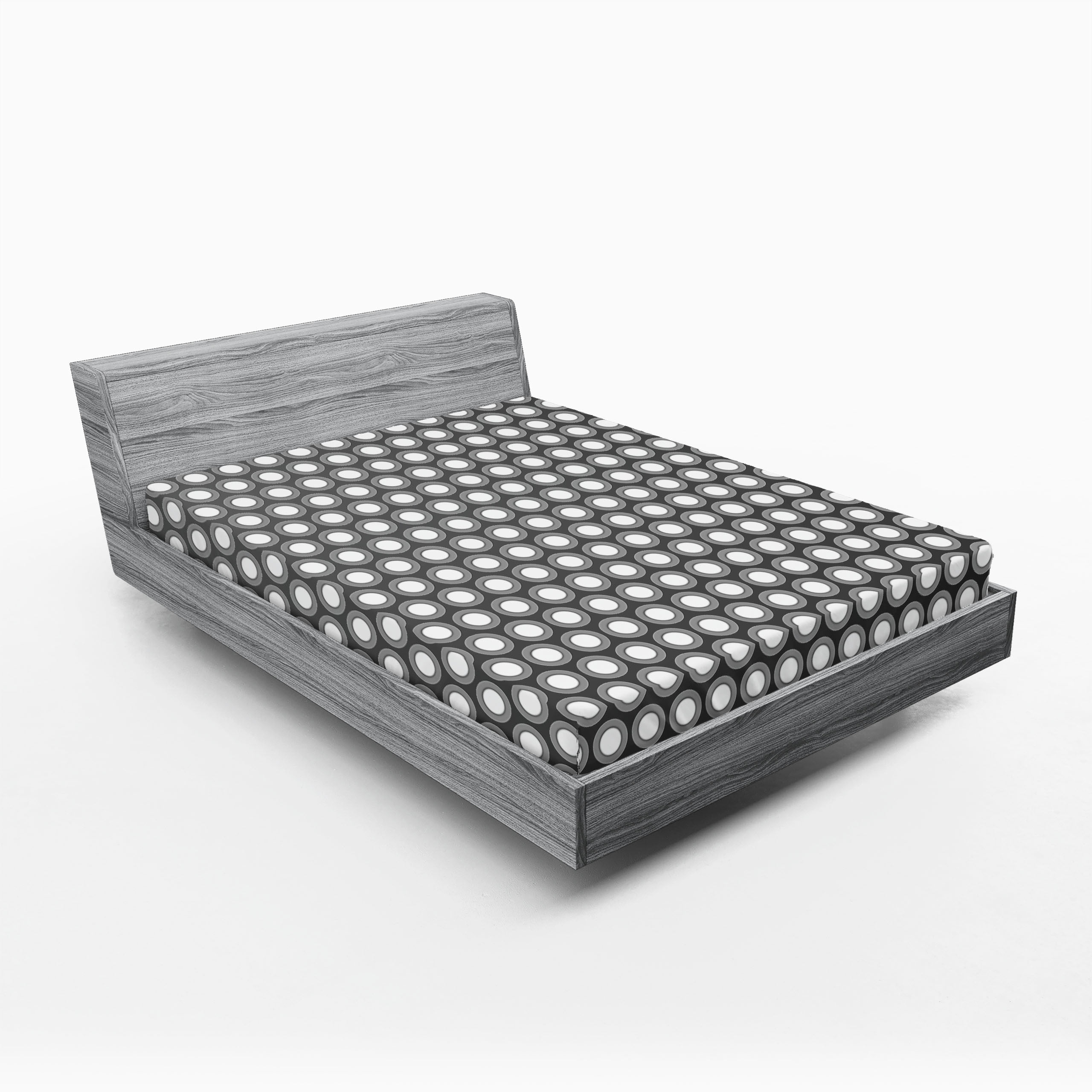 Full Size White and Gray Microfiber Geometric Fitted Sheet
