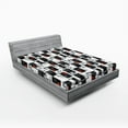 thumbnail image 1 of Ambesonne Geometric Fitted Sheet, Creative Modern Shapes, Queen Size, Grey Vermilion, 1 of 2