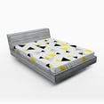 thumbnail image 1 of Ambesonne Geometric Fitted Sheet, Diamond Motives in Mosaic, Queen Size, Yellow Black, 1 of 2