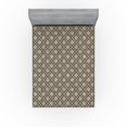 thumbnail image 1 of Ambesonne Geometric Fitted Sheet, Ethno Ornamental Floral, California King, Taupe and Dark Eggshell, 1 of 5
