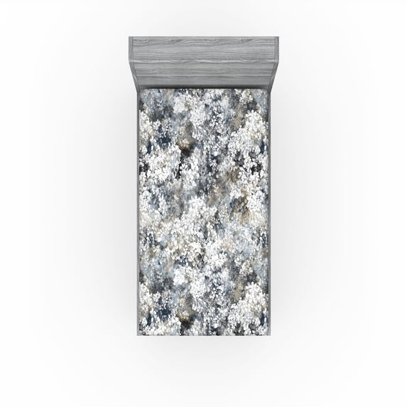 Ambesonne Geometric Fitted Sheet, Flowers Classic Grunge, Twin XL Size, Slate Brown Pale Grey