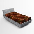 thumbnail image 1 of Ambesonne Geometric Fitted Sheet, Folk Shape, Twin XL Size, Pink Green and Brown, 1 of 2