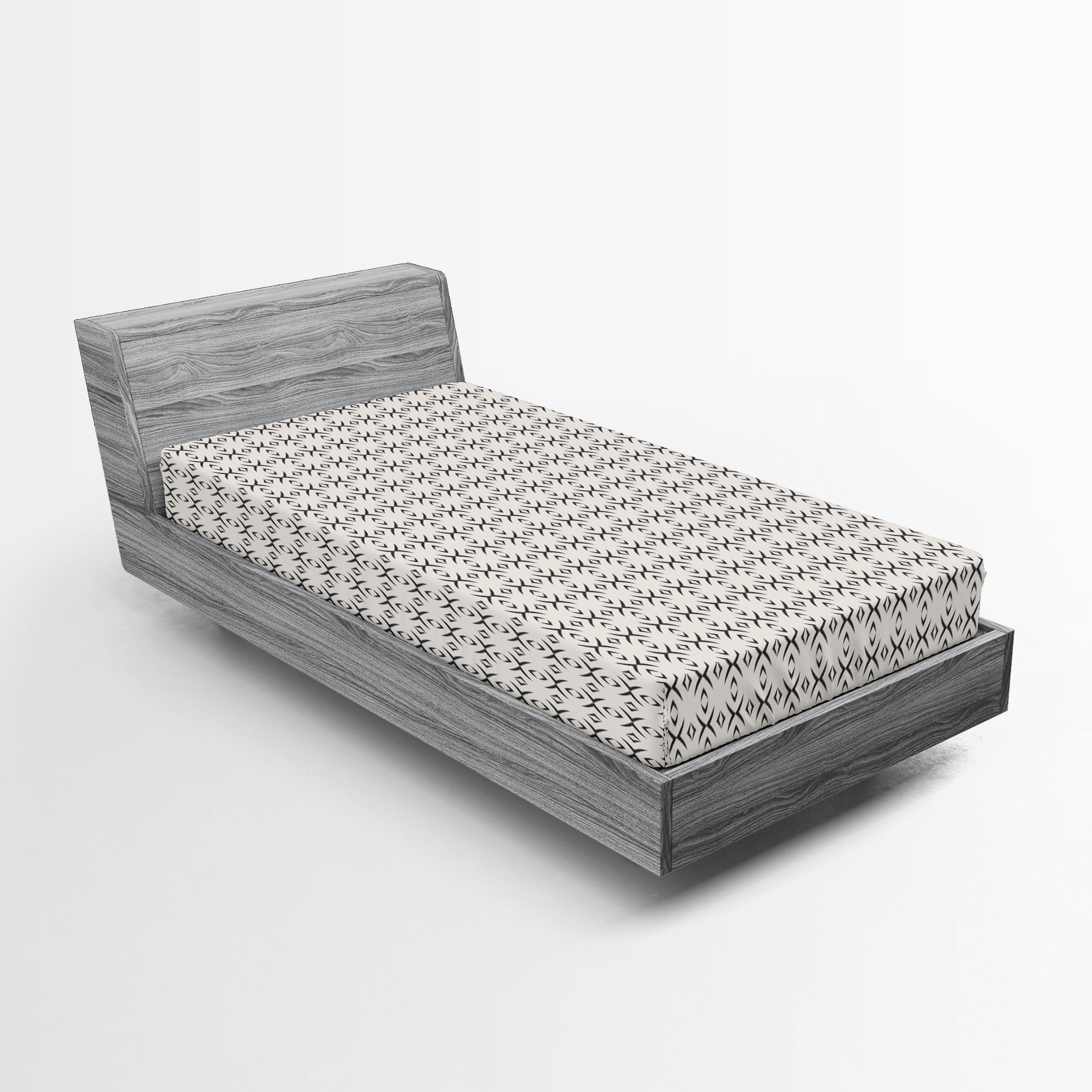 Twin Black and White Geometric Microfiber Fitted Sheet