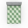 thumbnail image 1 of Ambesonne Geometric Fitted Sheet, Grunge Whimsical Pattern, Full Size, Fern Green Khaki and White, 1 of 5