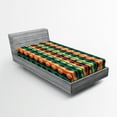 thumbnail image 1 of Ambesonne Geometric Fitted Sheet, Half-Pattern Rings, Twin XL Size, Orange Teal, 1 of 2