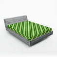 thumbnail image 1 of Ambesonne Geometric Fitted Sheet, Irish Striped Pattern, Queen Size, Lime Green Dark Green, 1 of 2