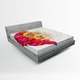 thumbnail image 1 of Ambesonne Geometric Fitted Sheet, Lion Head, Queen Size, White Pink Orange, 1 of 2