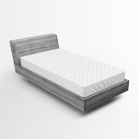 Ambesonne Geometric Fitted Sheet, Modern Dotted Squares, Twin XL Size, Grey White