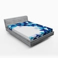 thumbnail image 1 of Ambesonne Geometric Fitted Sheet, Modern White Circles, Full Size, Dark Blue White and Blue, 1 of 2