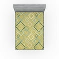 thumbnail image 1 of Ambesonne Geometric Fitted Sheet, Pattern Abstract Squares, Queen Size, Khaki Blue Grey Pale Rose, 1 of 5